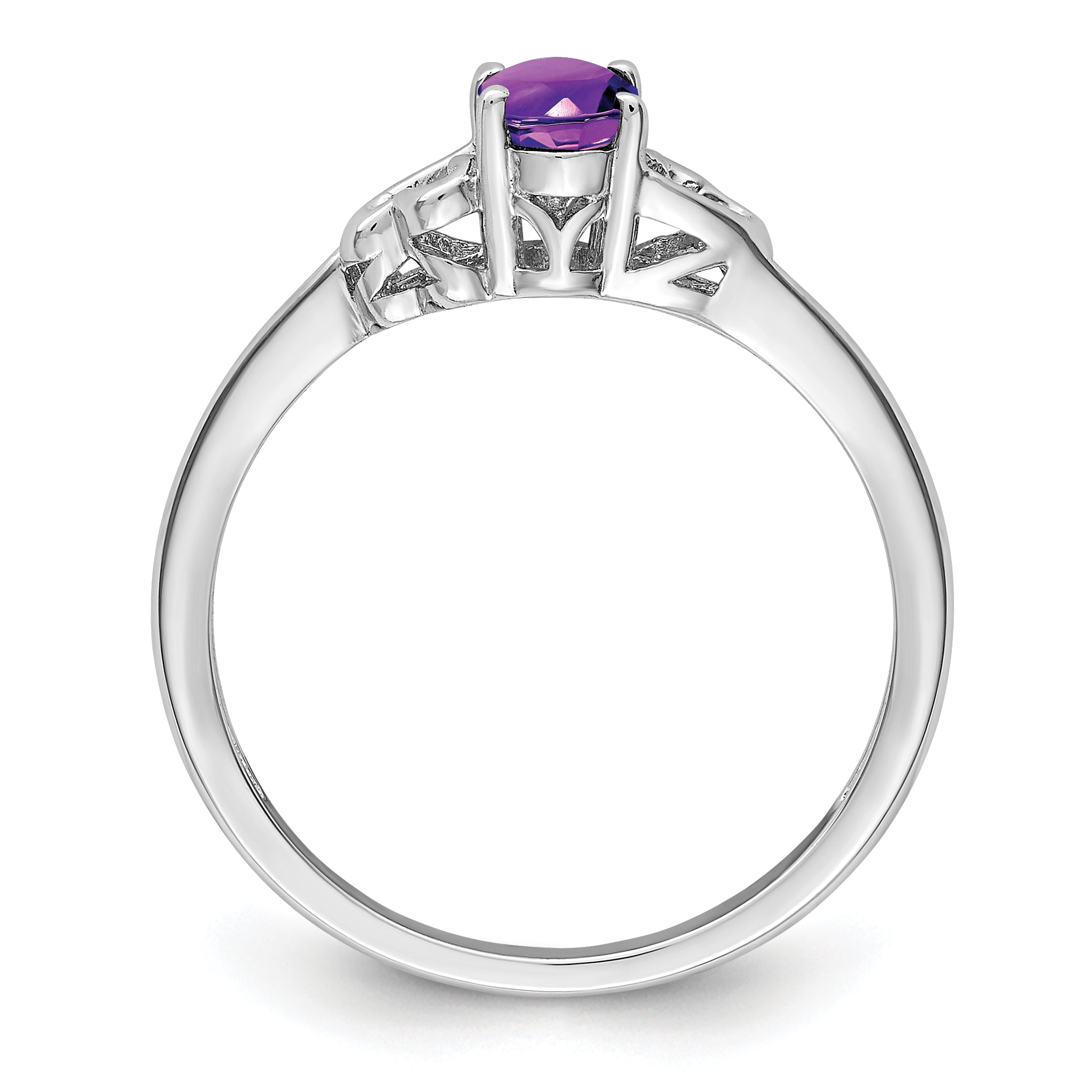 Sterling Silver Rhodium-plated Amethyst Ring Secondary image