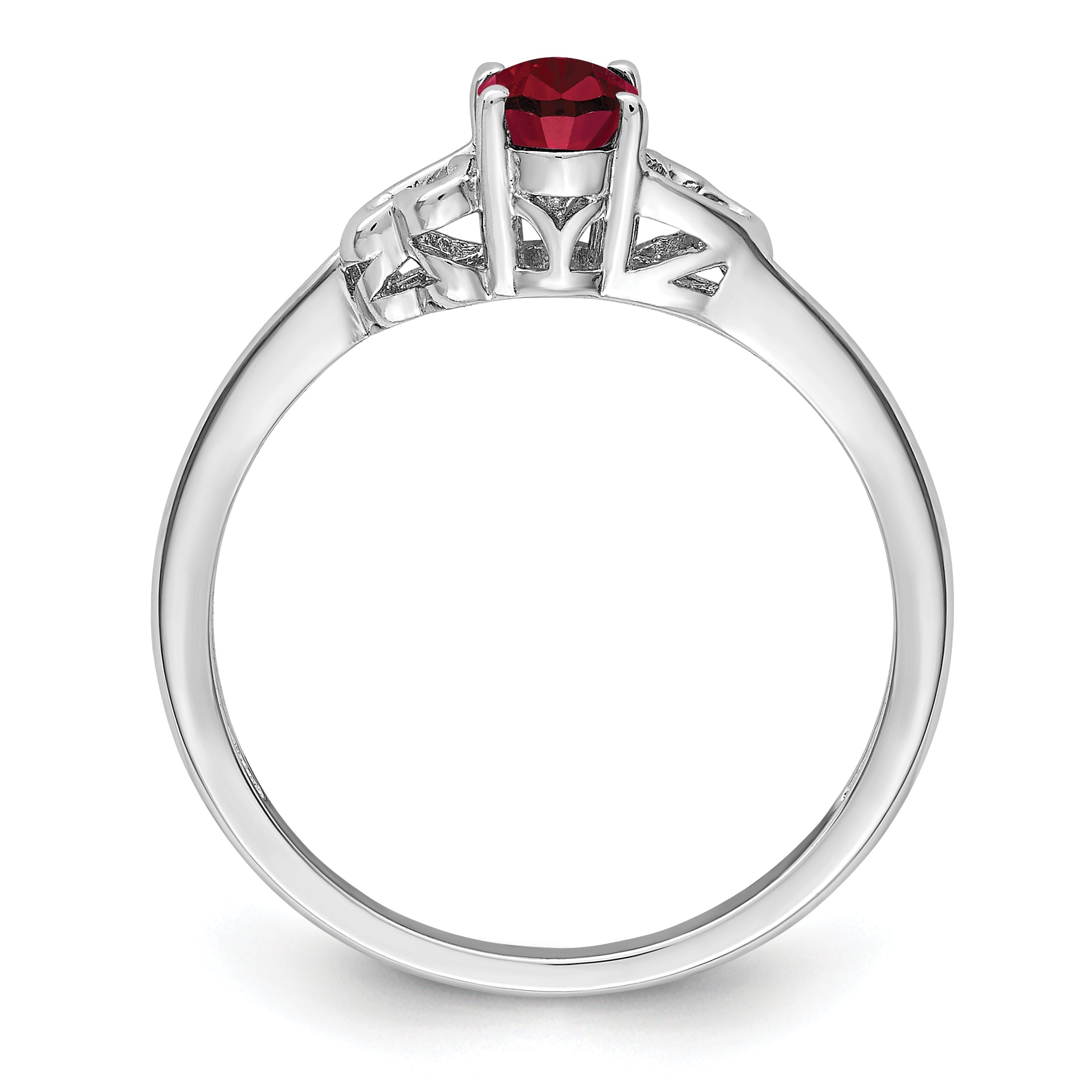 Sterling Silver Rhodium-plated Created Ruby Ring - 5