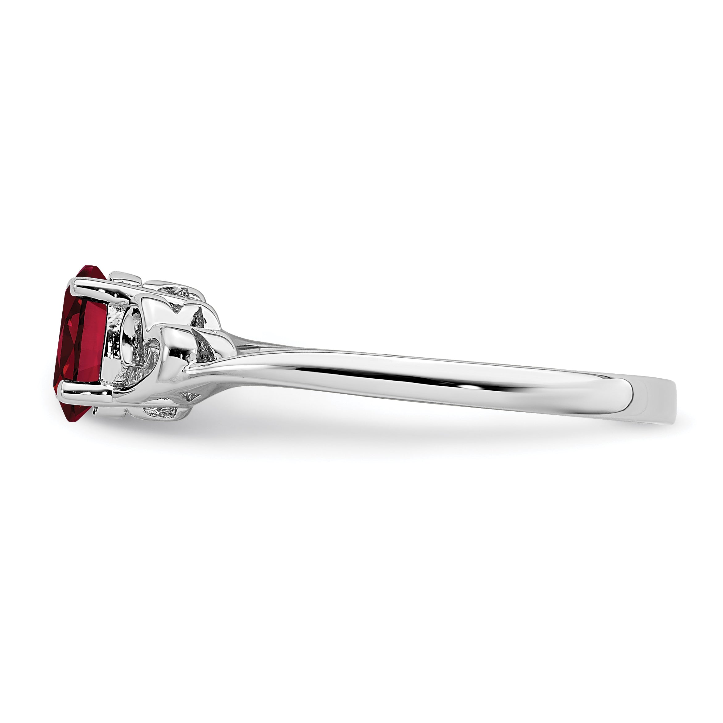 Sterling Silver Rhodium-plated Created Ruby Ring - 5