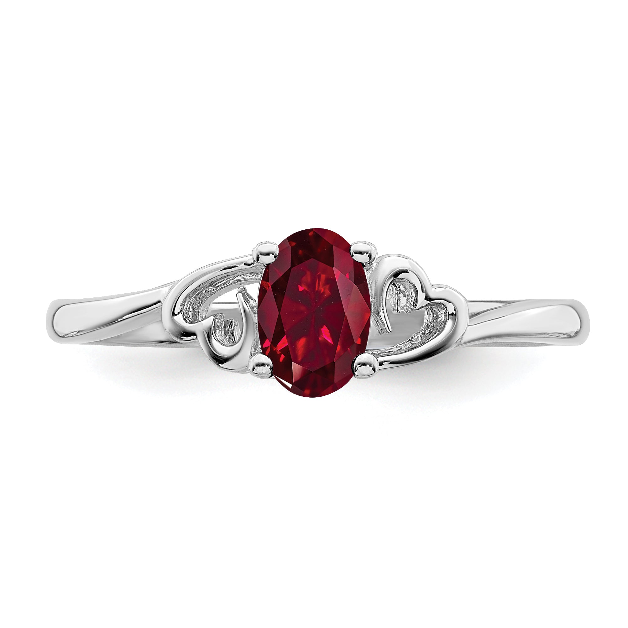 Sterling Silver Rhodium-plated Created Ruby Ring - 5