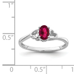 Sterling Silver Rhodium-plated Created Ruby Ring - 5