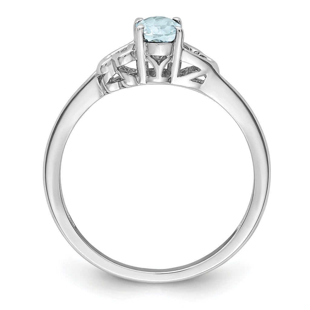 Sterling Silver Rhodium-plated Aquamarine Ring