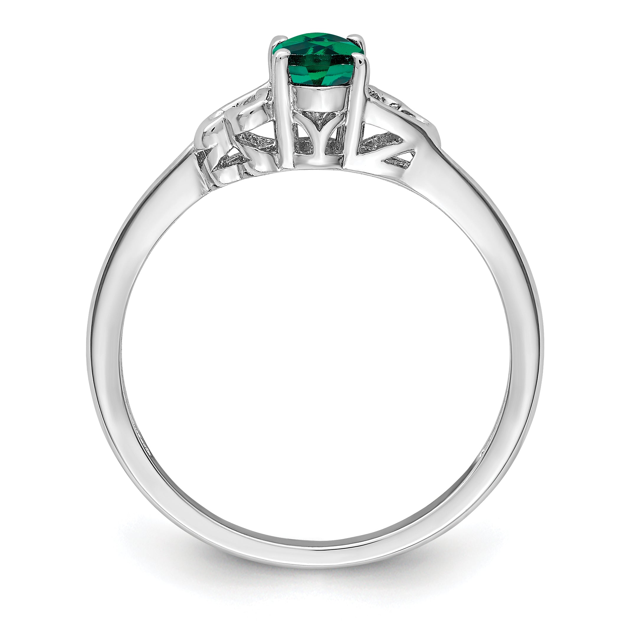 Sterling Silver Rhodium-plated Created Emerald Ring Secondary image