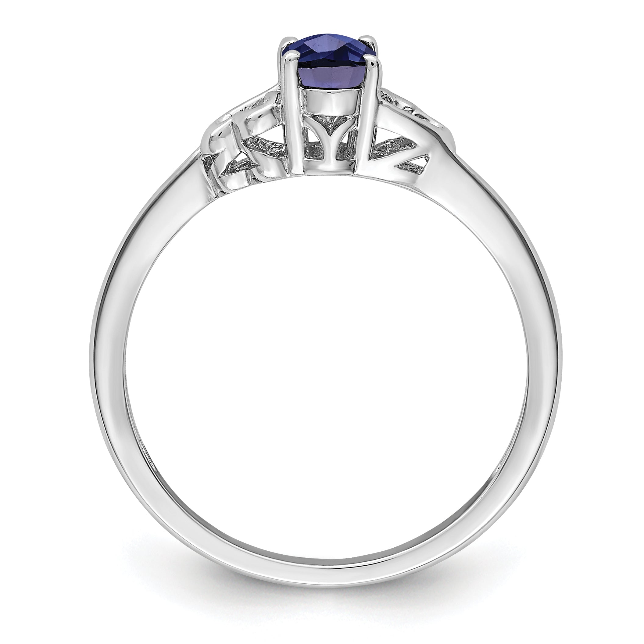 Sterling Silver Rhodium-plated Created Sapphire Ring Secondary image