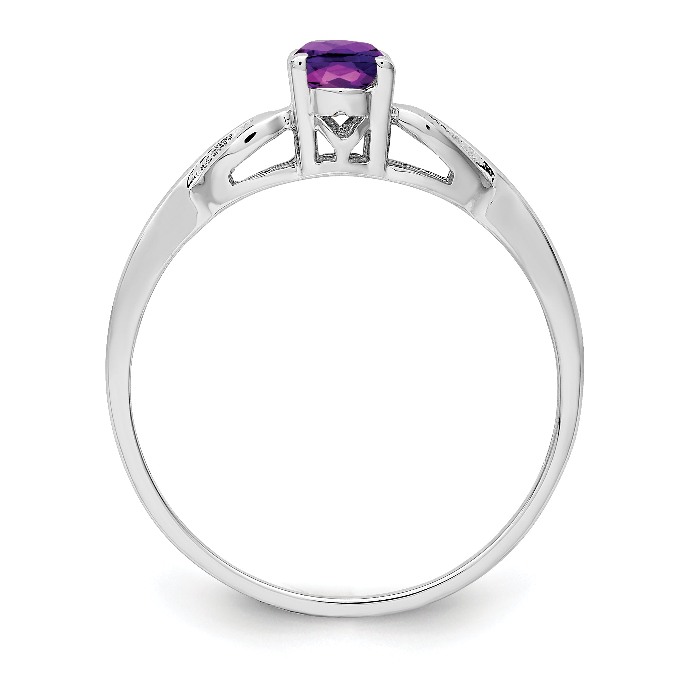 Sterling Silver Rhodium-plated Amethyst Ring Secondary image