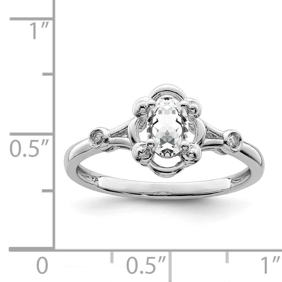 Sterling Silver Rhodium-plated White Topaz & Diamond Ring Secondary image