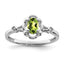 Sterling Silver Rhodium-plated Peridot & Diamond Ring
