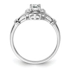 Sterling Silver Rhodium-plated White Topaz & Diamond Ring