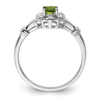 Sterling Silver Rhodium-plated Peridot & Diamond Ring