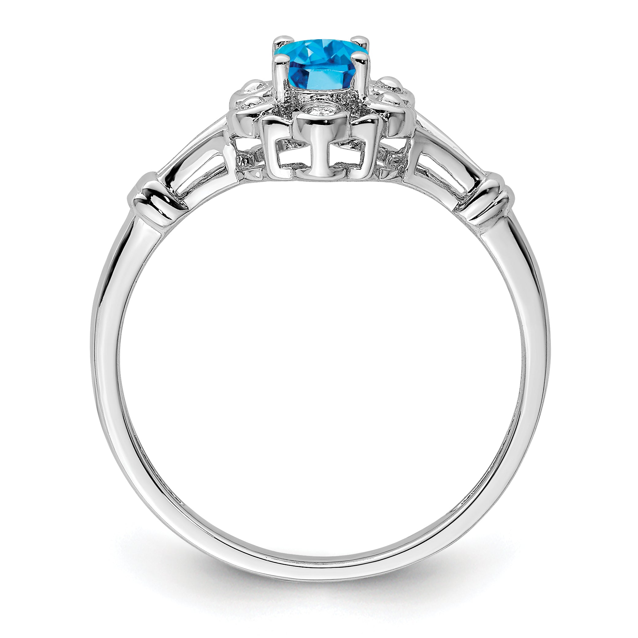 Sterling Silver Rhodium-plated Light Swiss Blue Topaz & Diamond Ring Secondary image