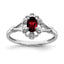 Sterling Silver Rhodium-plated Garnet & Diamond Ring