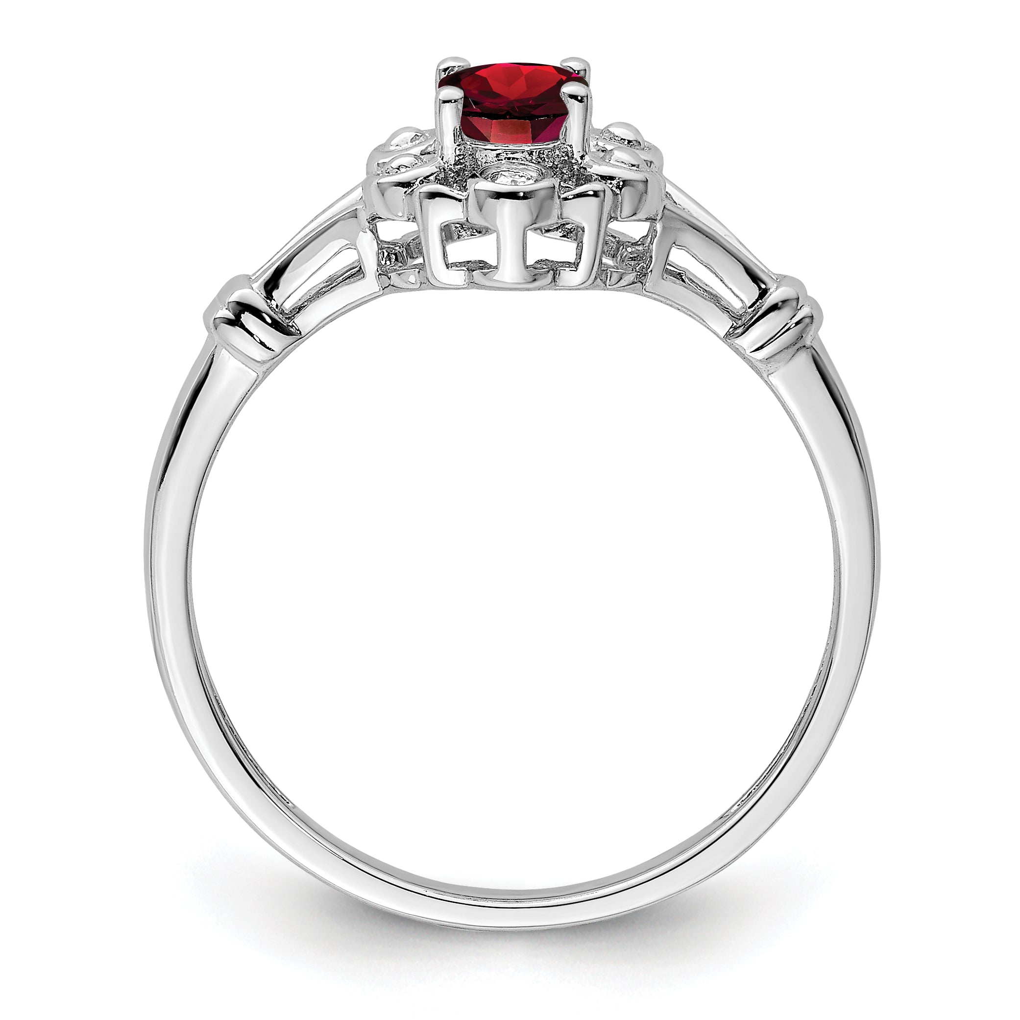 Sterling Silver Rhodium-plated Created Ruby & Diamond Ring Secondary image