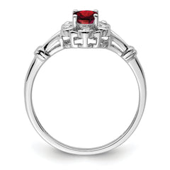 Sterling Silver Rhodium-plated Created Ruby & Diamond Ring