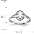 Sterling Silver Rhodium-plated Created Opal & Diamond Ring