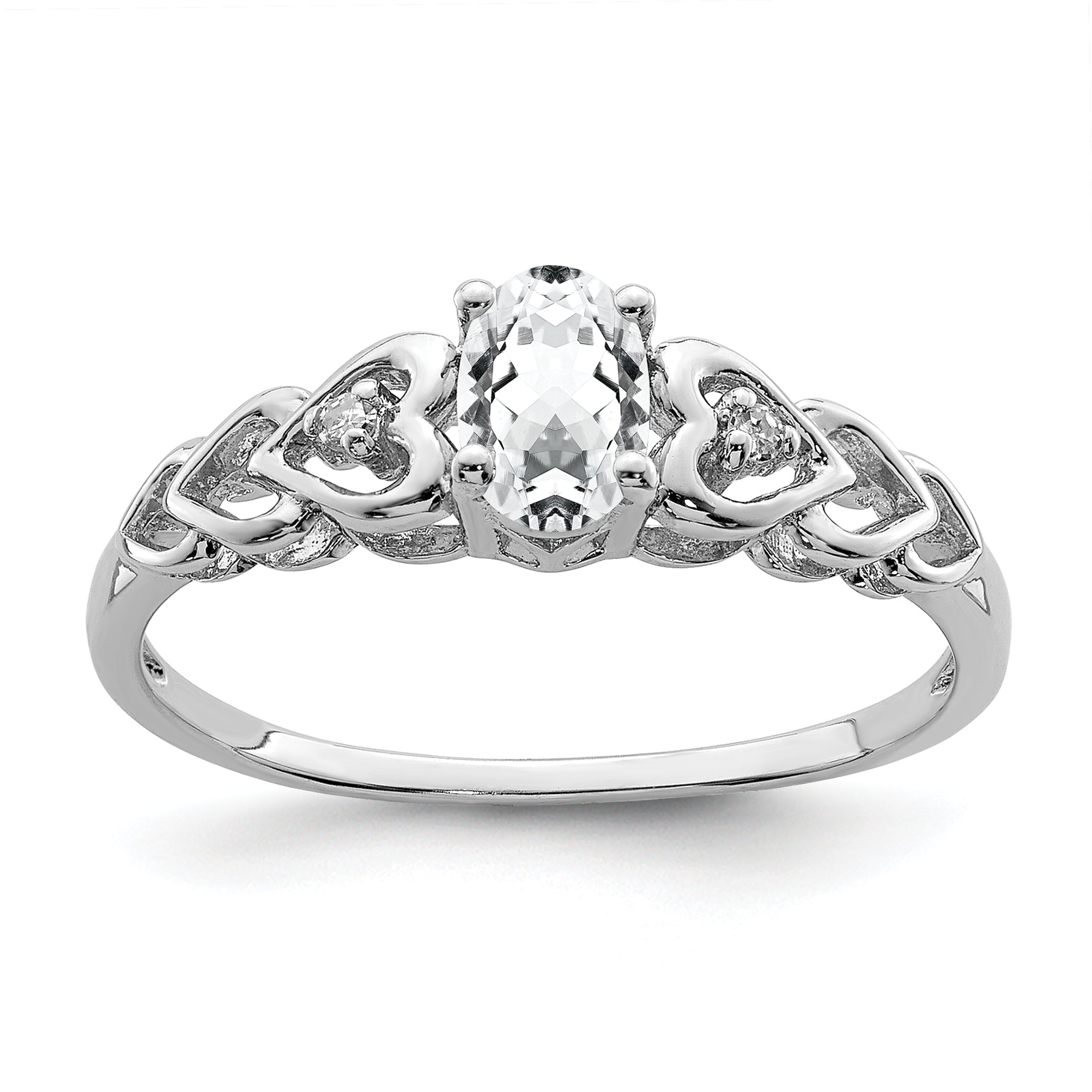 Sterling Silver Rhodium-plated White Topaz & Diamond Ring Main image