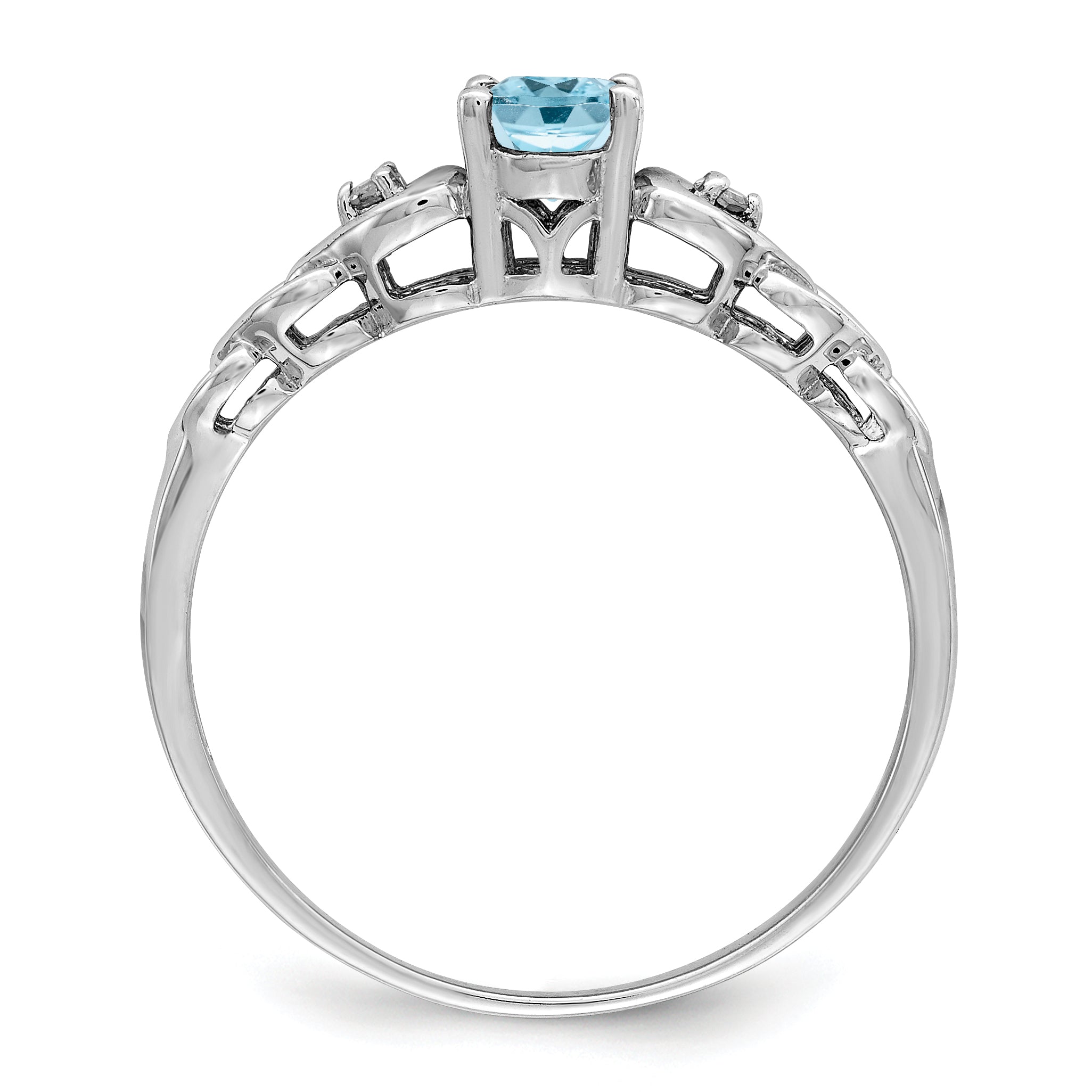 Sterling Silver Rhodium-plated Swiss Blue Topaz & Diamond Ring Secondary image