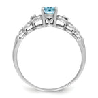 Sterling Silver Rhodium-plated Swiss Blue Topaz & Diamond Ring