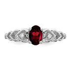 Sterling Silver Rhodium-plated Garnet & Diamond Ring