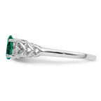 Sterling Silver Rhodium-plated Created Emerald & Diamond Ring