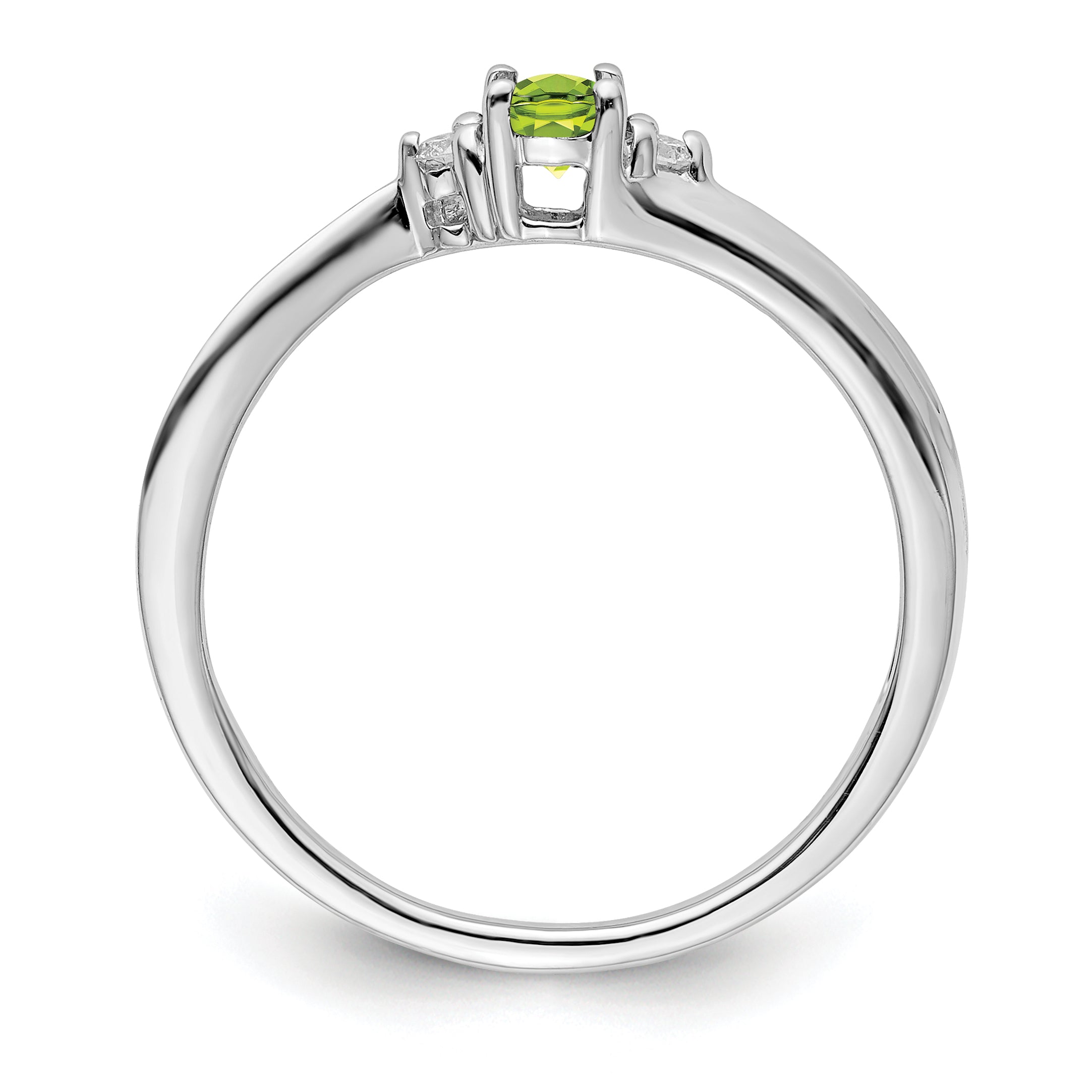 Sterling Silver Rhodium-plated Peridot & Diamond Birthstone Ring Secondary image
