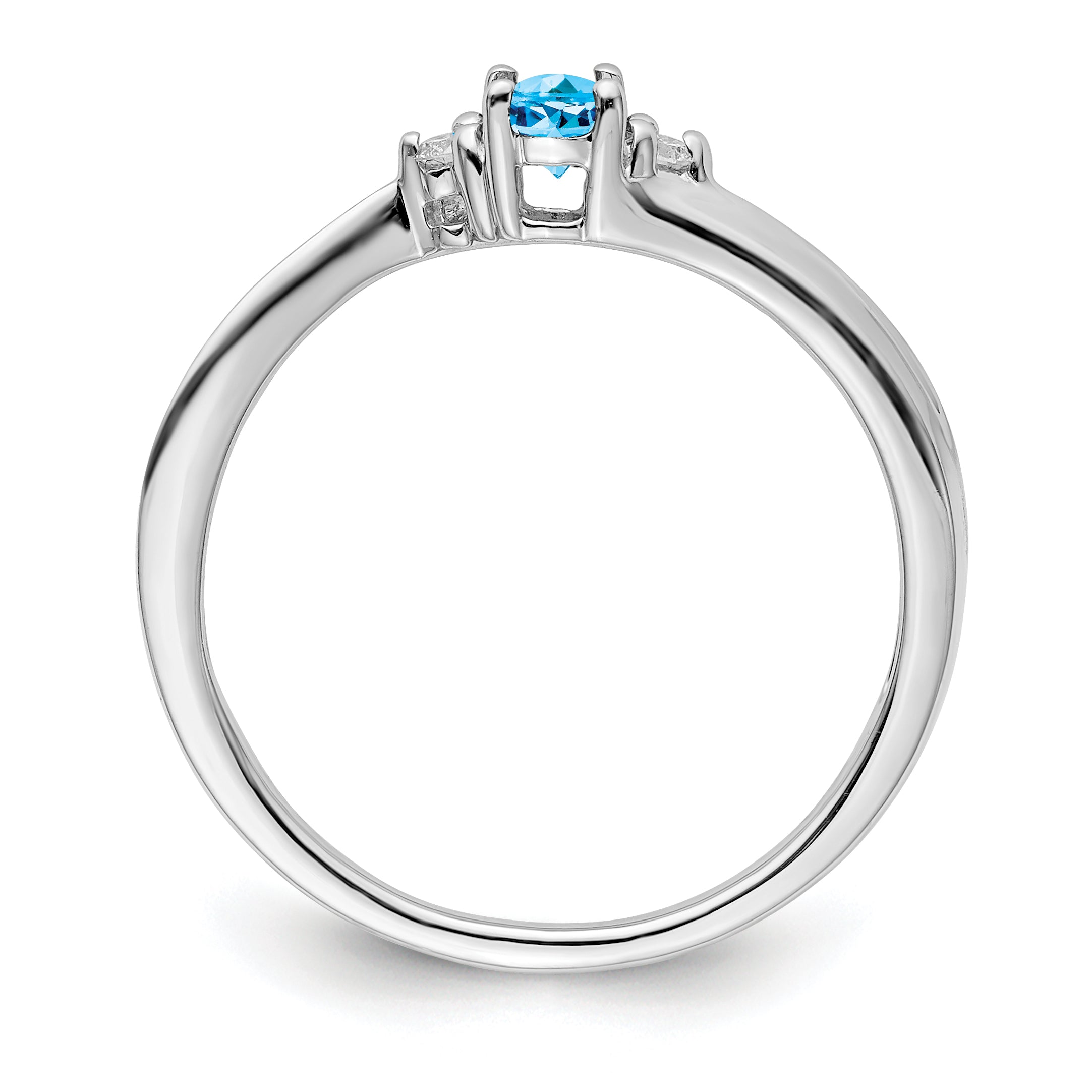 Sterling Silver Rhodium-plated Blue Topaz/Diamond Birthstone Ring Secondary image