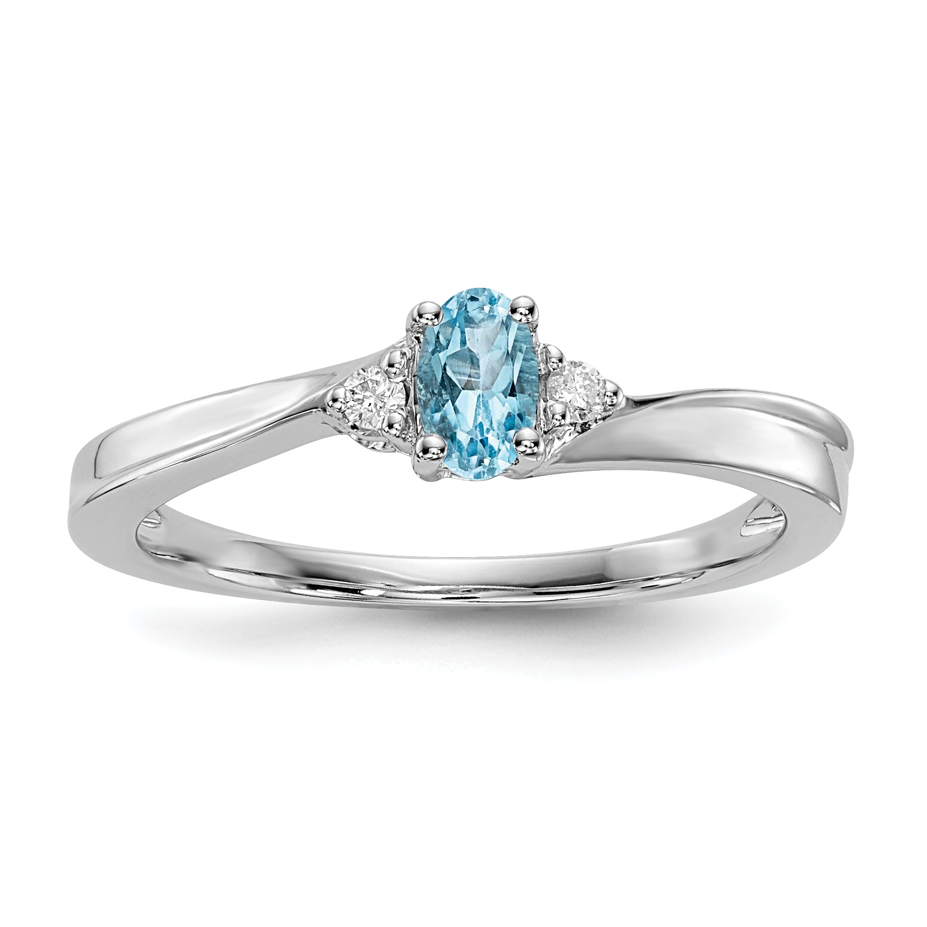 Sterling Silver Rhodium-plated Blue Topaz/Diamond Birthstone Ring Main image
