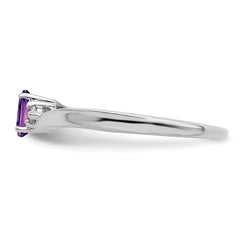 Sterling Silver Rhodium-plated Amethyst/Diamond Birthstone Ring