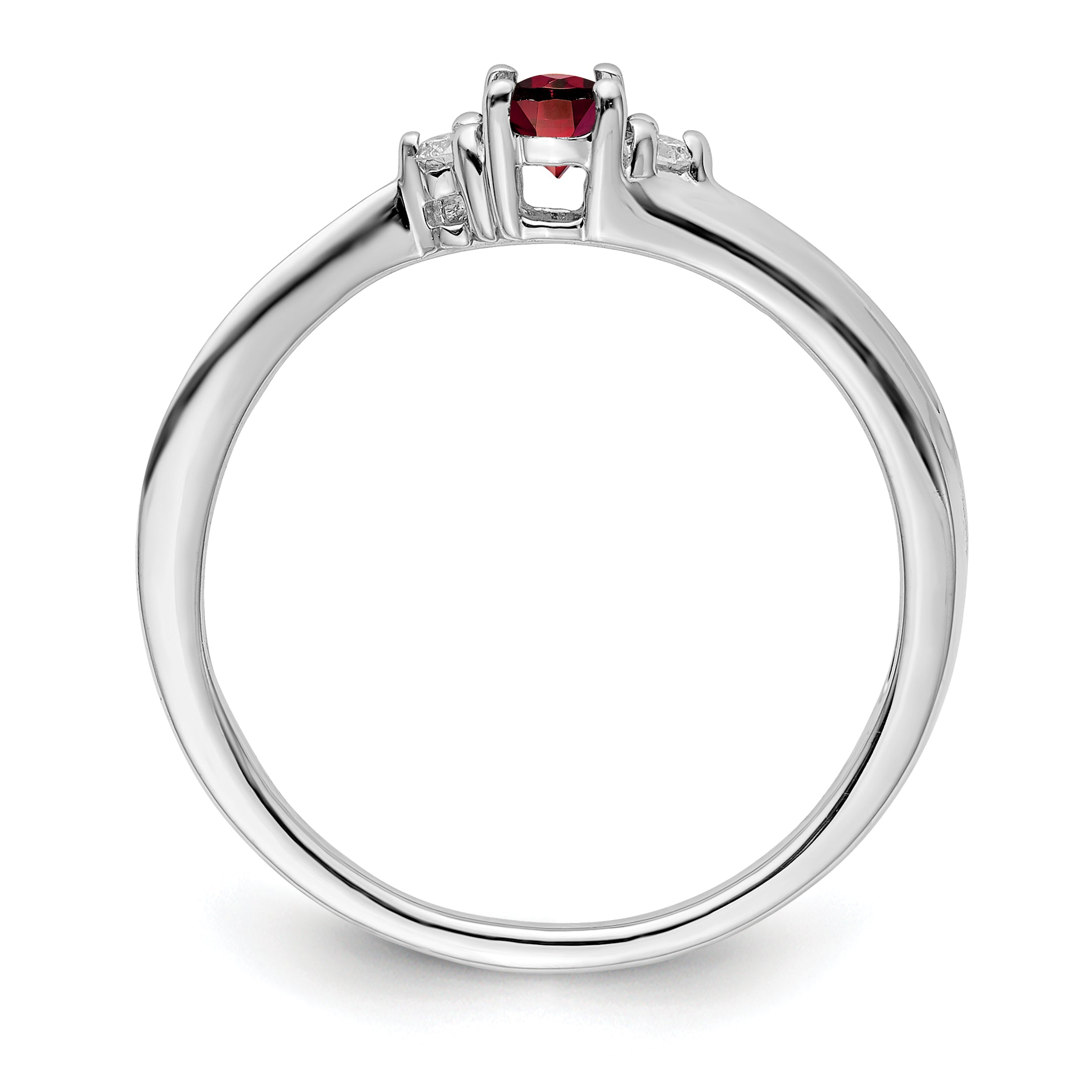 Sterling Silver Rhodium-plated Garnet/Diamond Birthstone Ring Secondary image