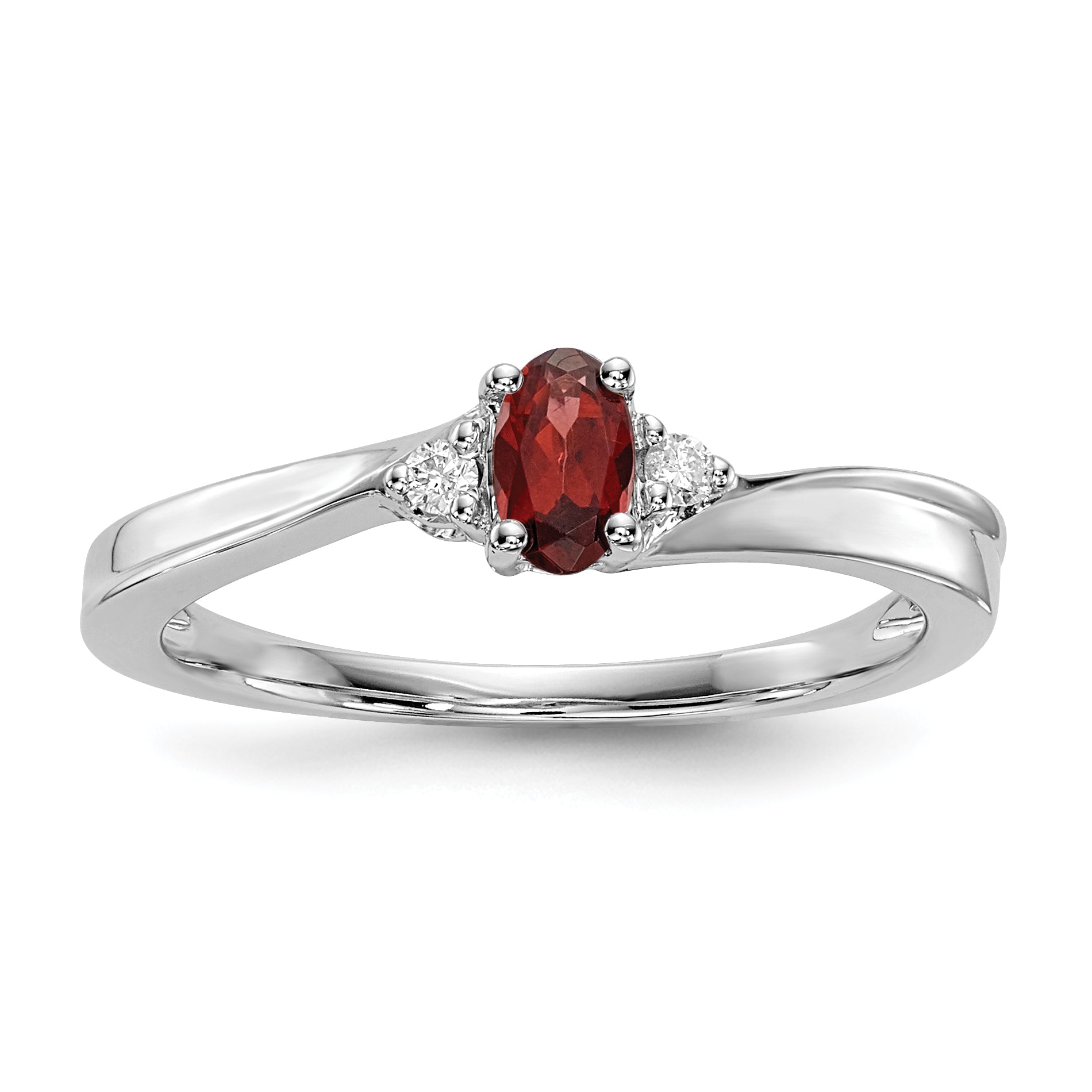 Sterling Silver Rhodium-plated Garnet/Diamond Birthstone Ring Main image
