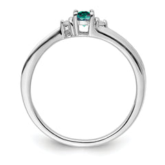 Sterling Silver Rhod-plated Created Alexandrite/Diamond Birthstone Ring