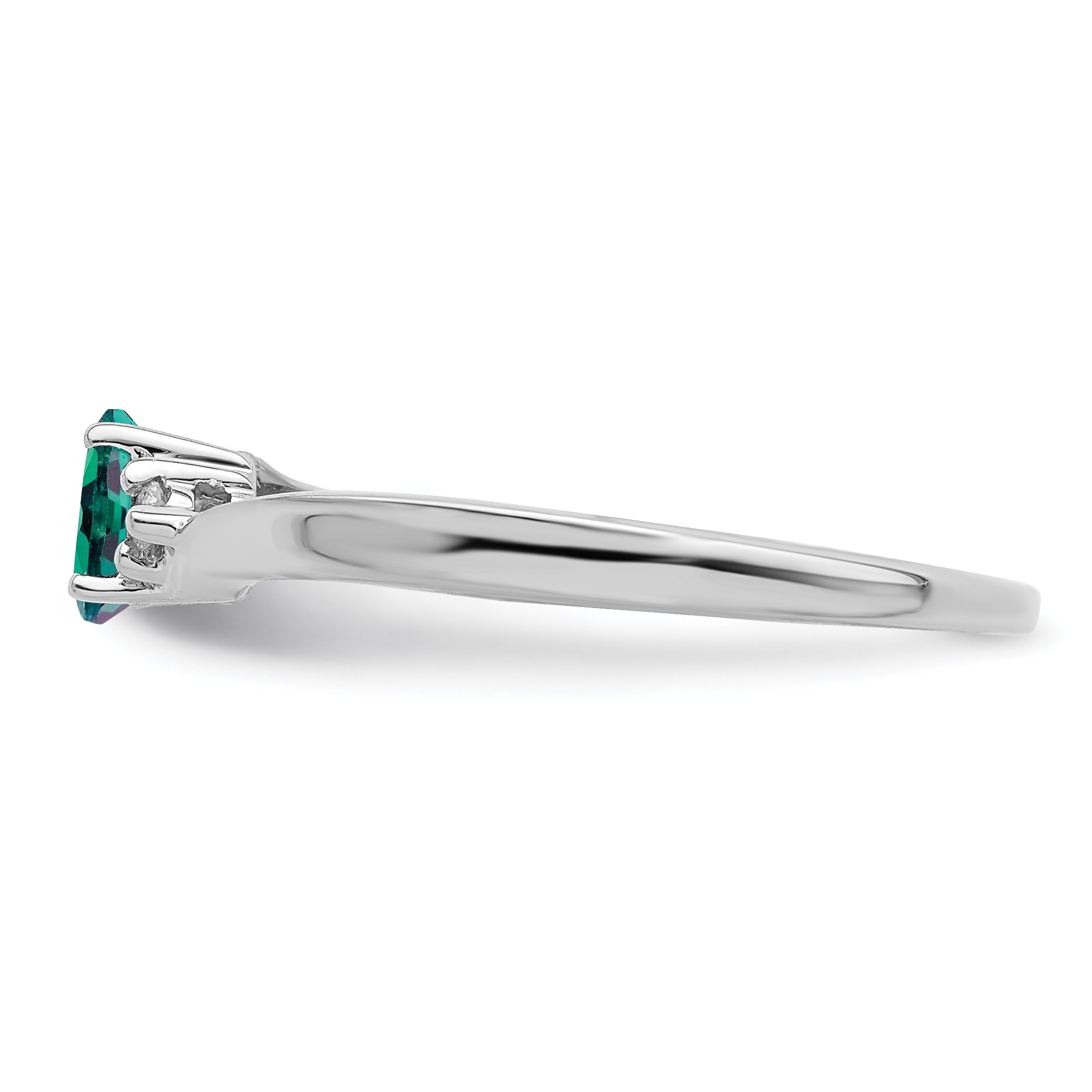 Sterling Silver Rhod-plated Created Alexandrite/Diamond Birthstone Ring