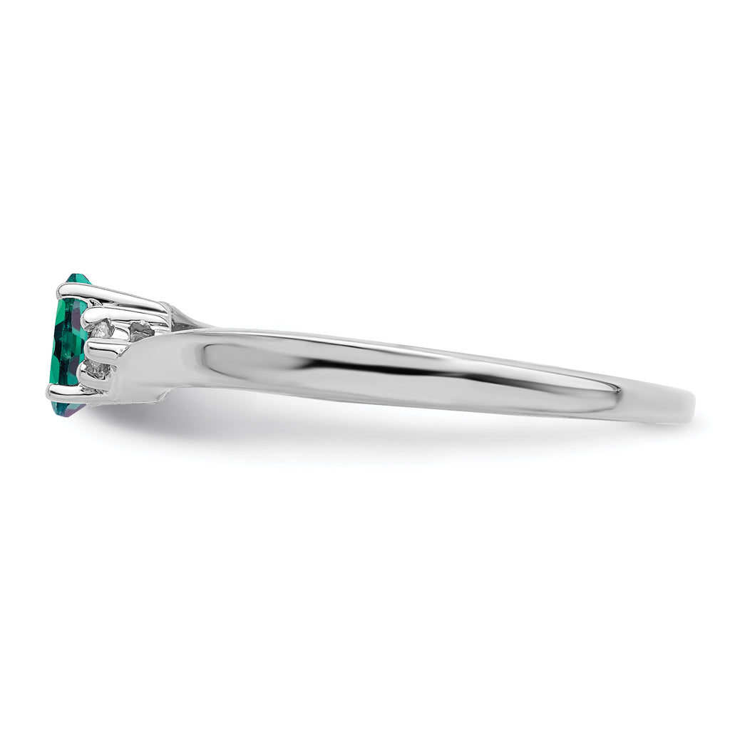 Sterling Silver Rhod-plated Created Alexandrite/Diamond Birthstone Ring
