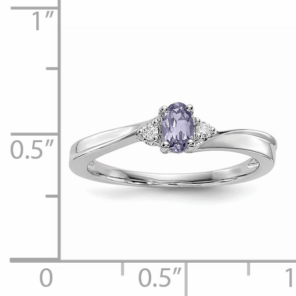 Sterling Silver Rhod-plated Created Alexandrite/Diamond Birthstone Ring