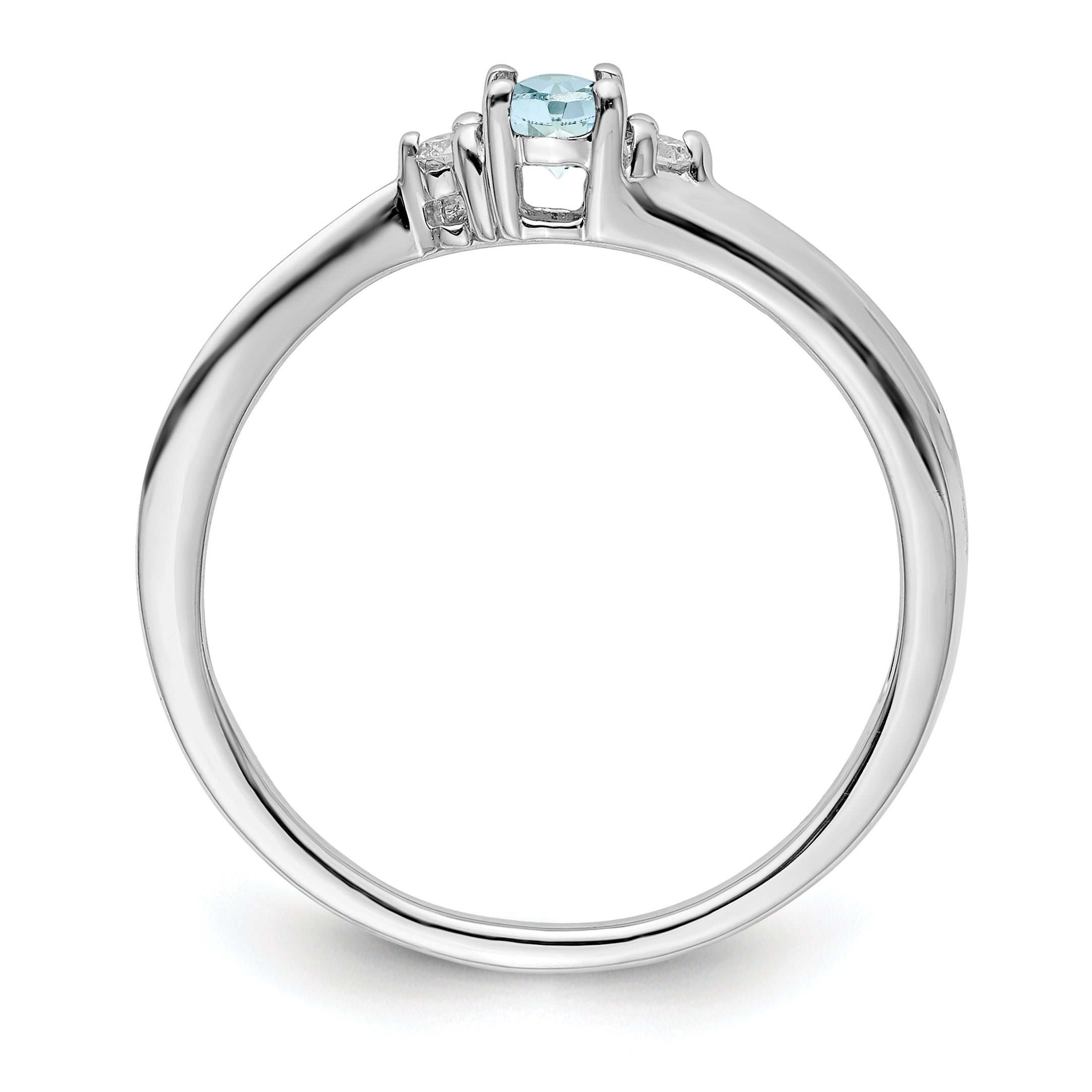 Sterling Silver Rhodium-plated Aquamarine/Diamond Birthstone Ring Secondary image