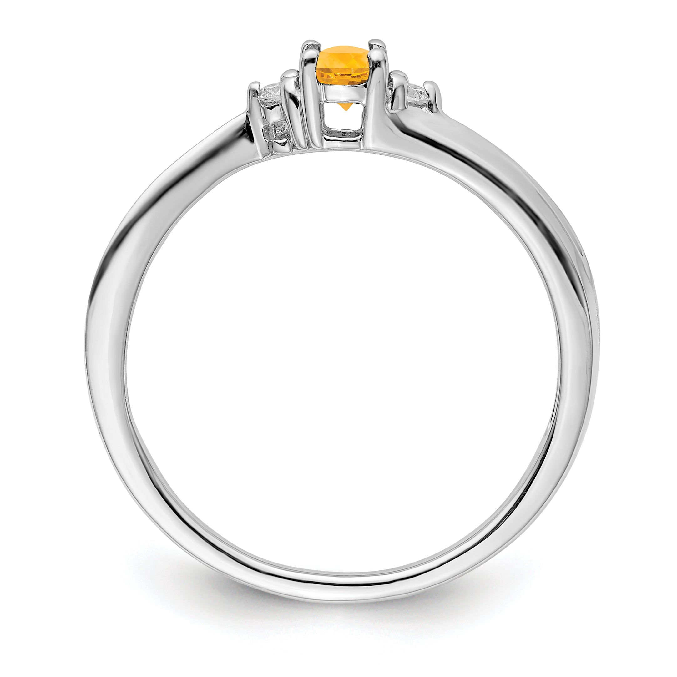 Sterling Silver Rhodium-plated Citrine & Diamond Birthstone Ring Secondary image