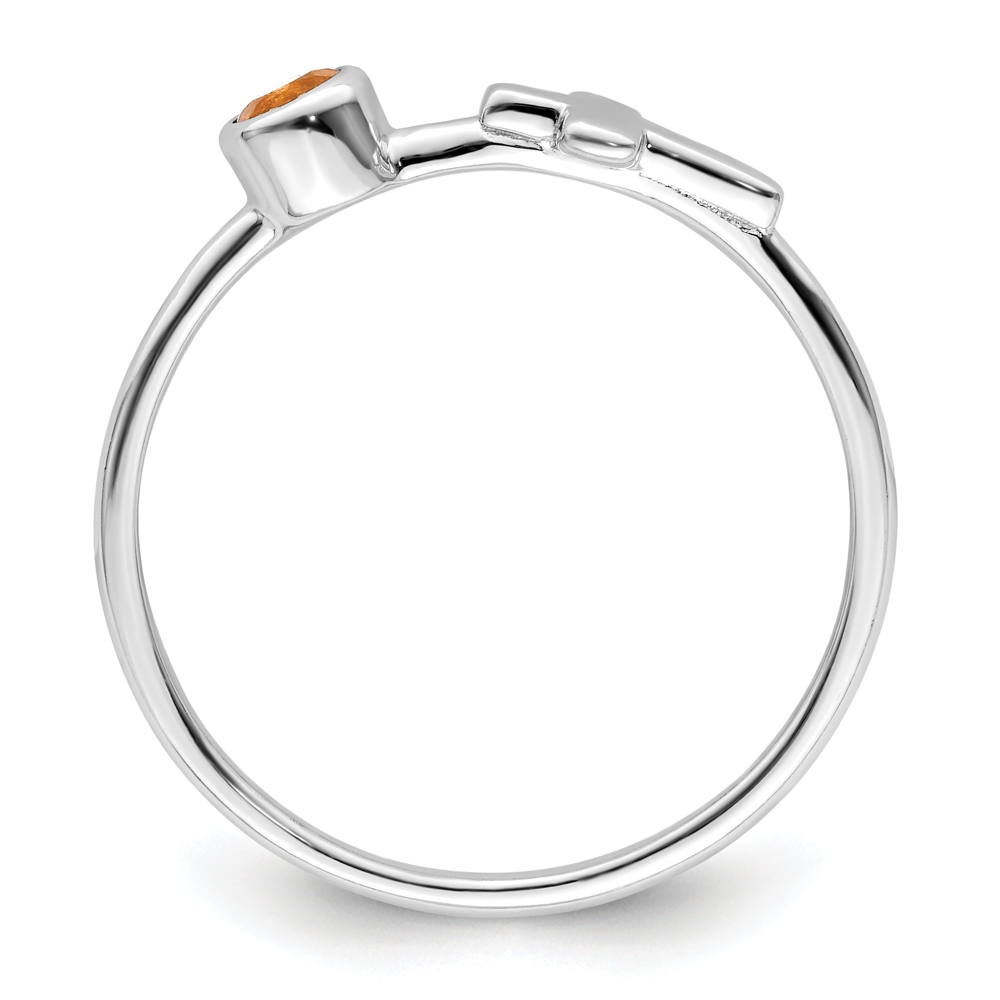 Sterling Silver Rhodium-plated Polished Cross Citrine Ring - 6