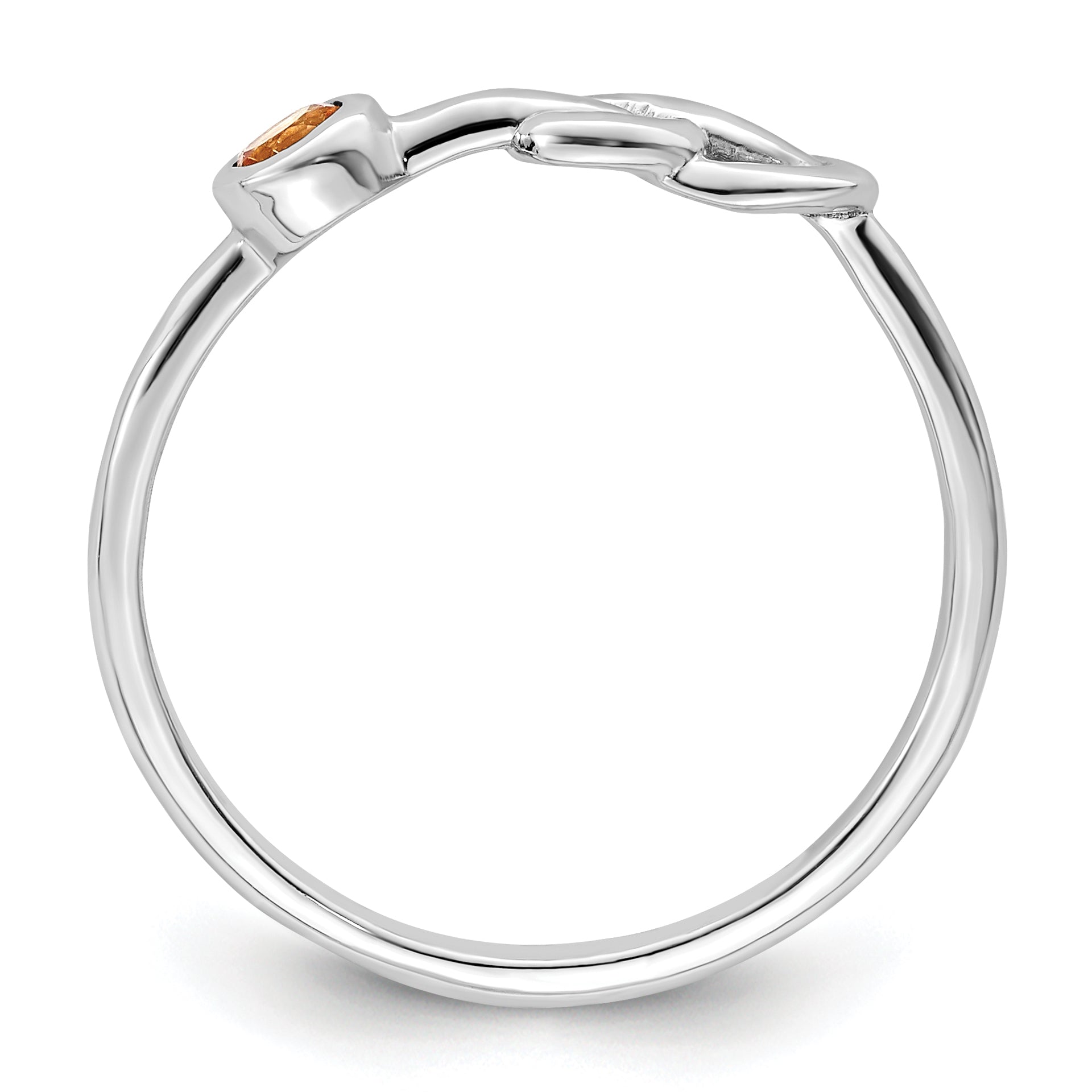 Sterling Silver Rhodium-plated Polished Infinity Citrine Ring - 6