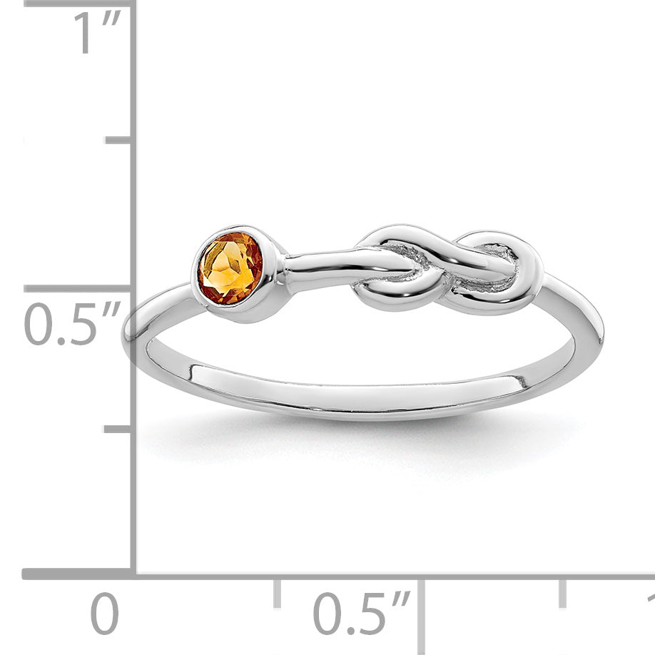 Sterling Silver Rhodium-plated Polished Infinity Citrine Ring - 6