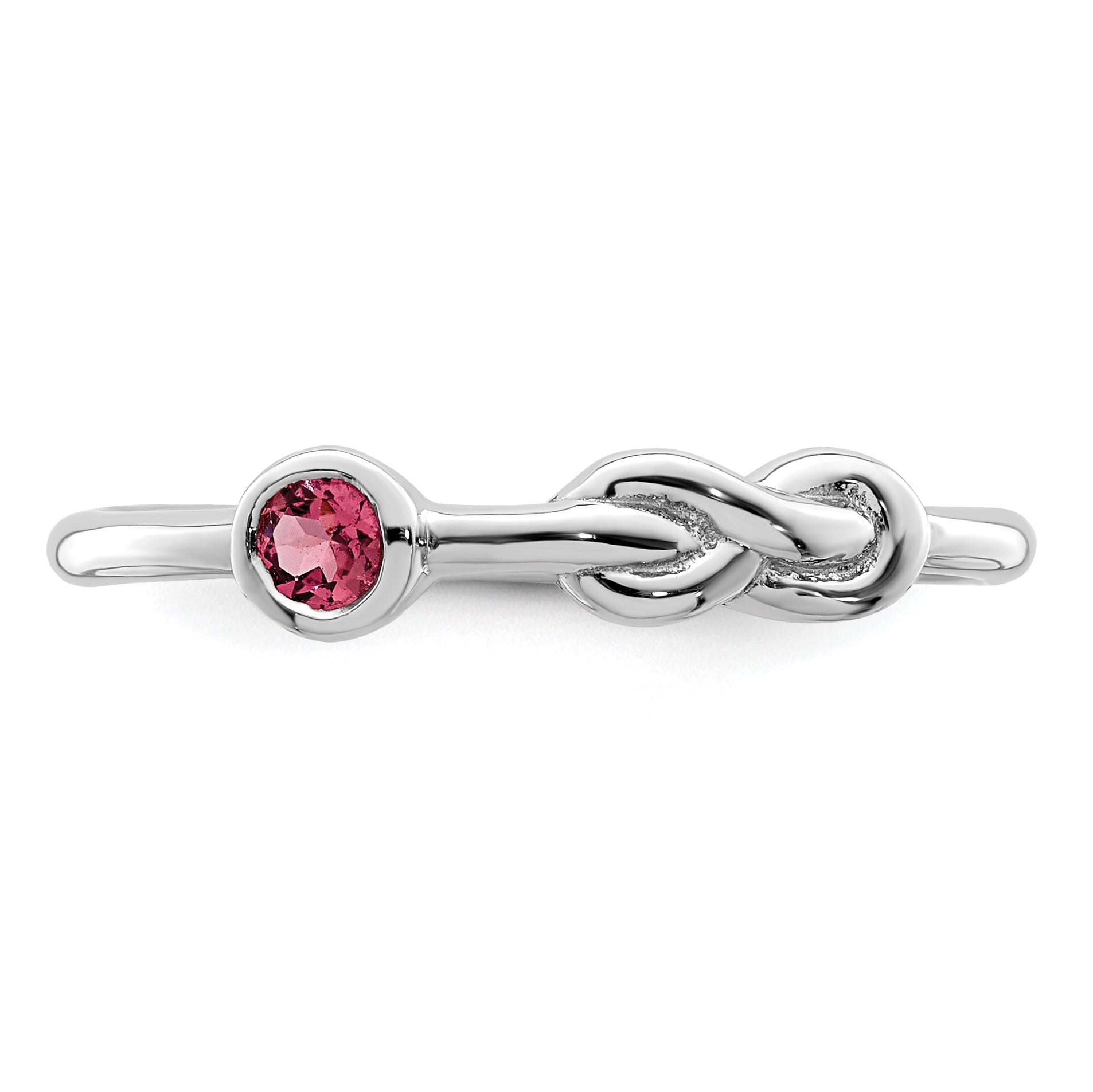 Sterling Silver Rhodium-plated Polished Infinity Pink Tourmaline Ring