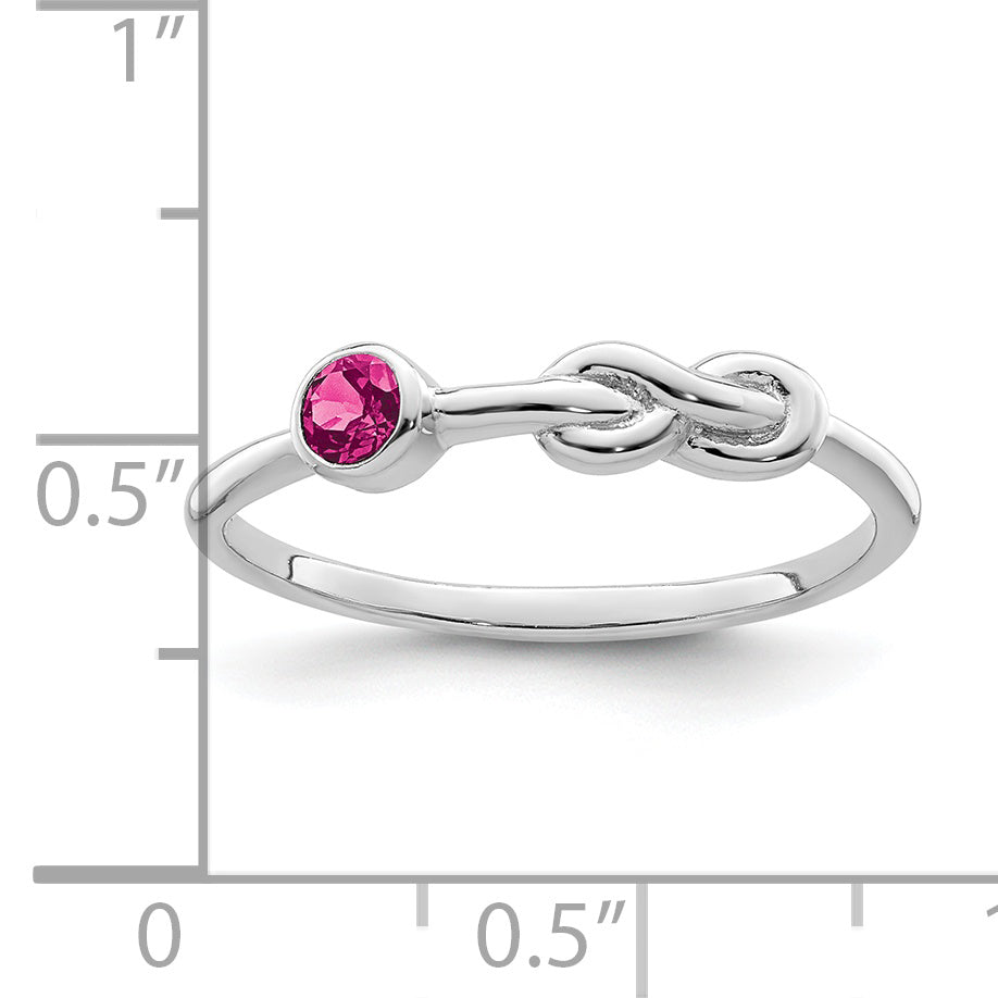 Sterling Silver Rhodium-plated Polished Infinity Pink Tourmaline Ring