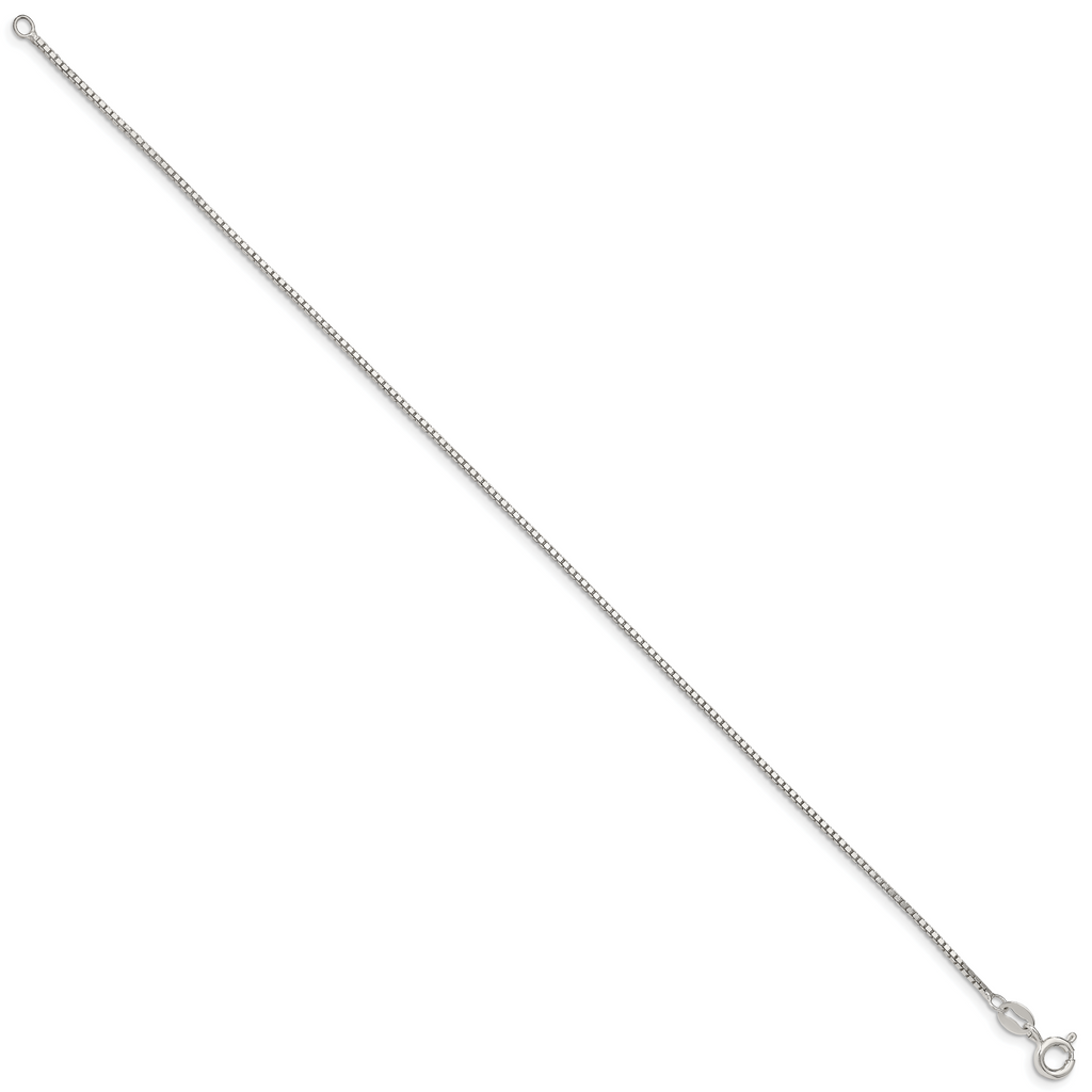 Sterling Silver 1.1mm Box Chain Anklet