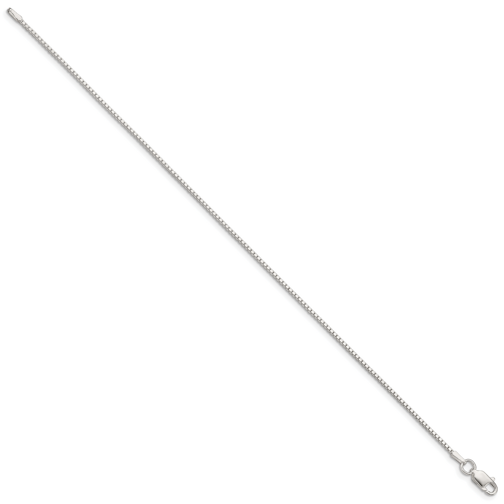 Box Chain Bracelet in Sterling Silver, 1.25mm