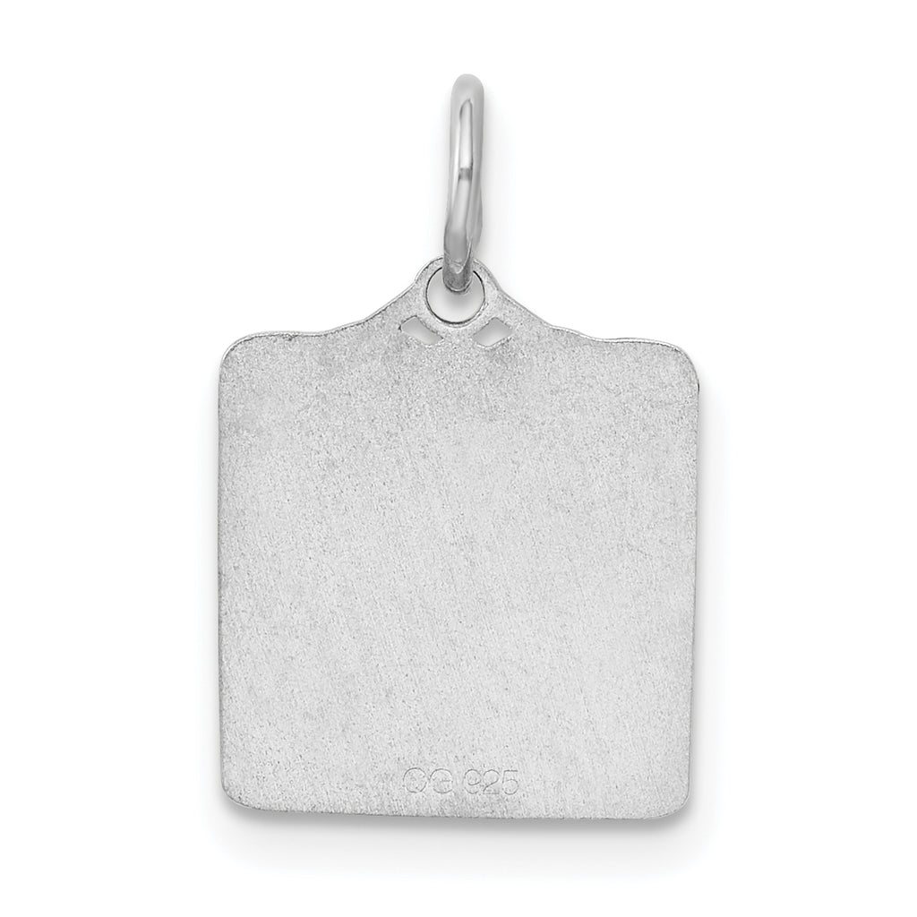 Sterling Silver Rhodium-Plated Engravable Birth Certificate Charm Elegant Polished Finish