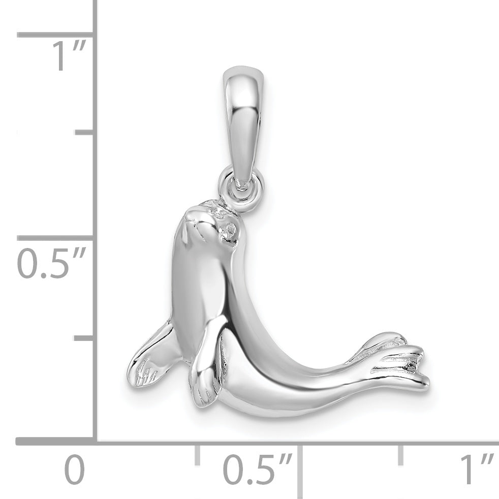 De-Ani Sterling Silver Rhodium-Plated Polished Seal Pendant
