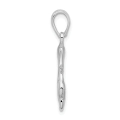 De-Ani Sterling Silver Rhodium-Plated Polished 3 Dolphin Circle Pendant
