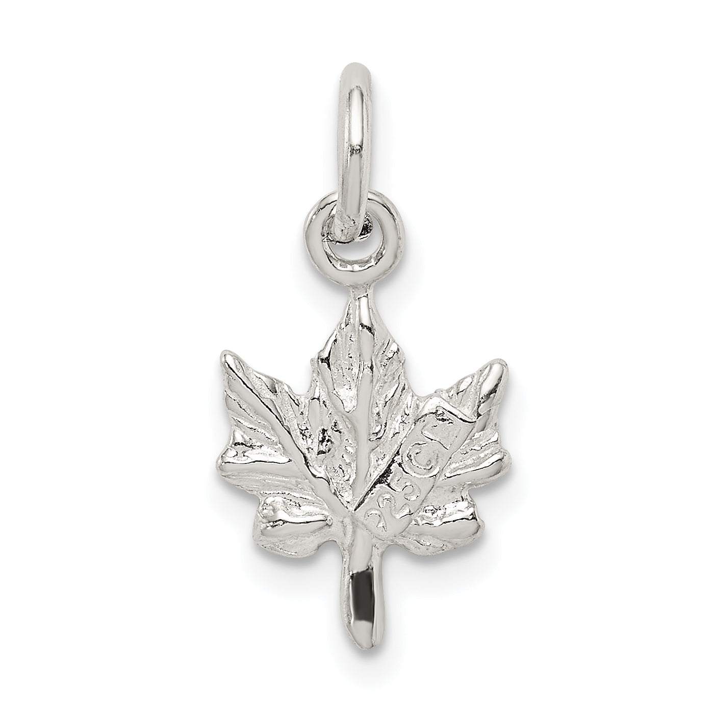 Sterling Silver 925 Maple Leaf Charm with Polished Anti-Tarnish Finish