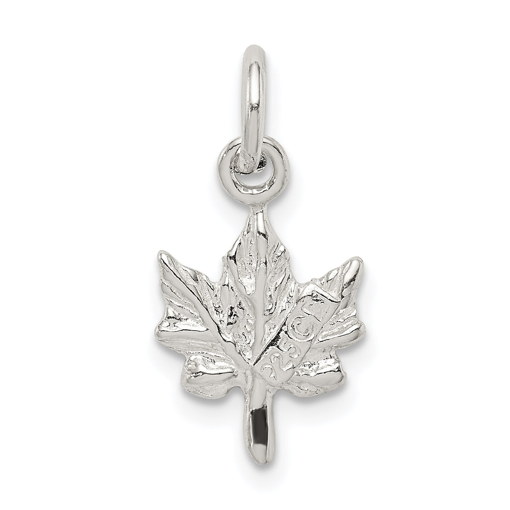 Sterling Silver 925 Maple Leaf Charm with Polished Anti-Tarnish Finish