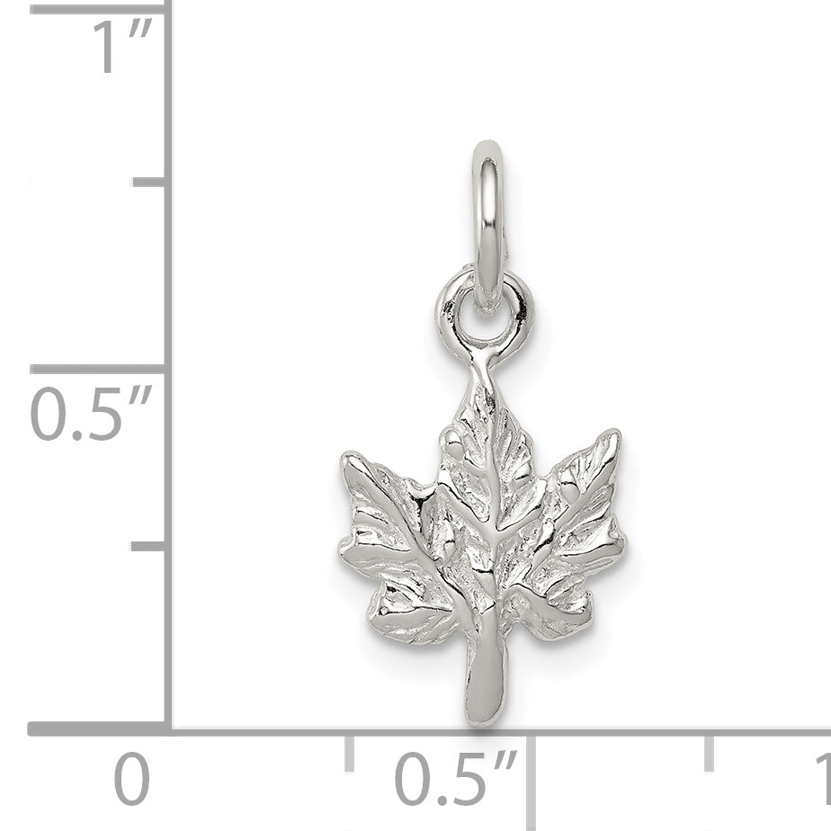 Sterling Silver 925 Maple Leaf Charm with Polished Anti-Tarnish Finish