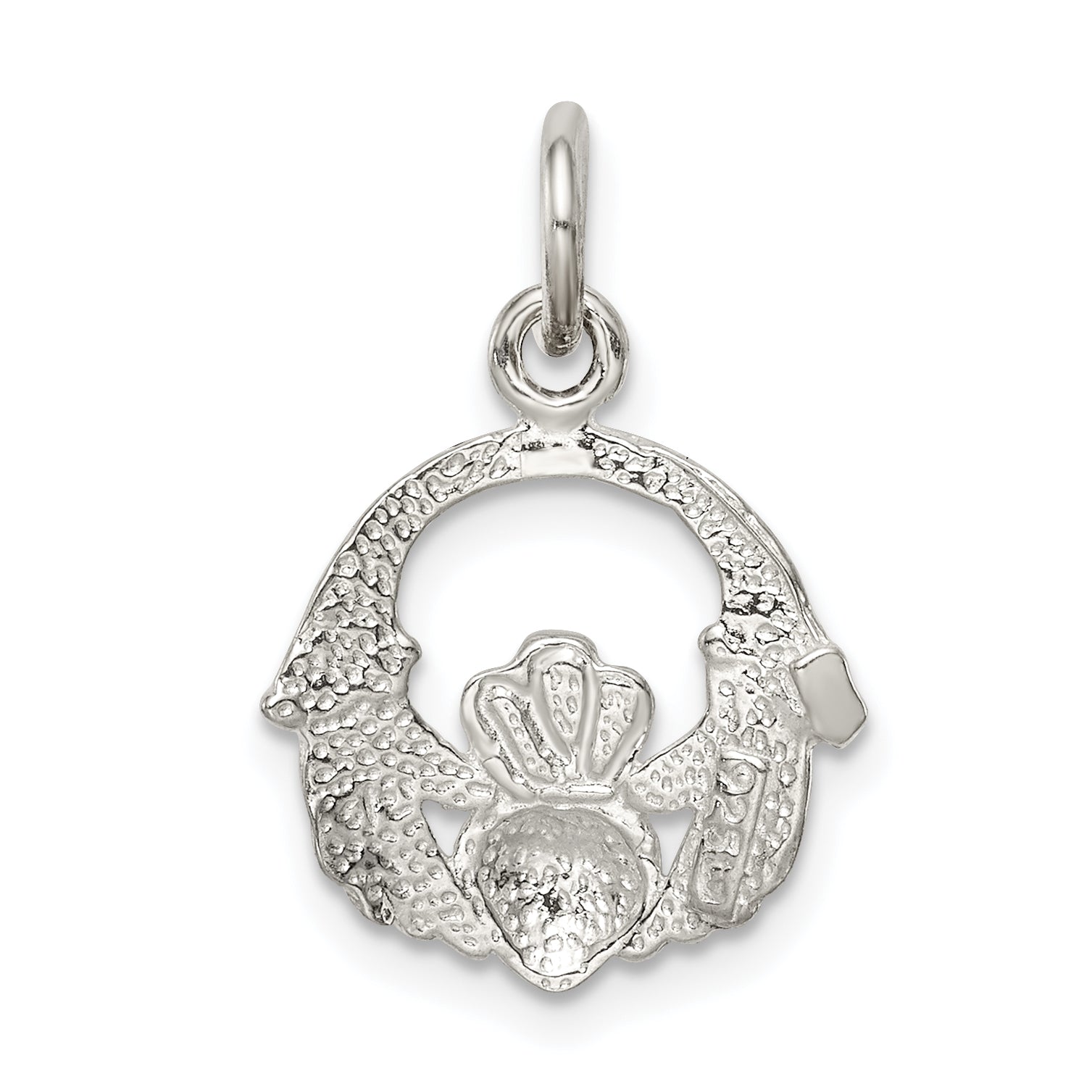 Sterling Silver 925 Claddagh Charm with Polished Anti-Tarnish Finish