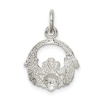Sterling Silver 925 Claddagh Charm with Polished Anti-Tarnish Finish